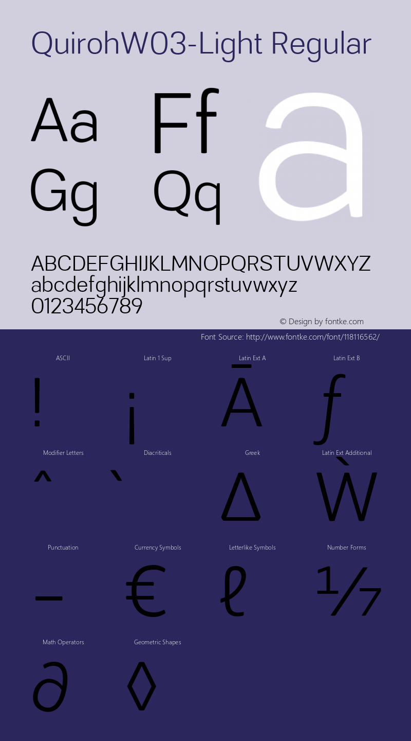 Quiroh W03 Light Version 1.00 Font Sample