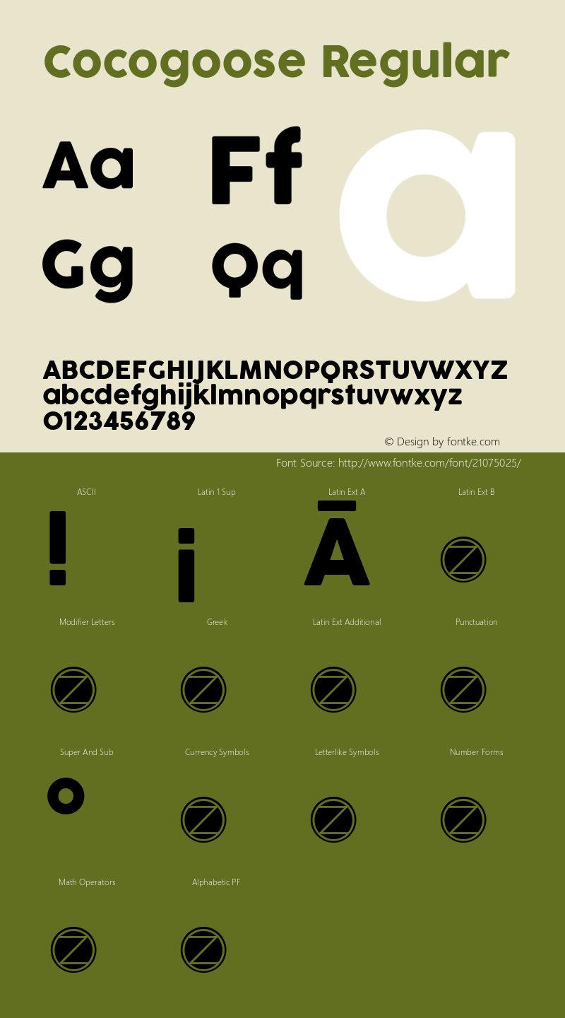 Cocogoose Version 1.000 Font Sample