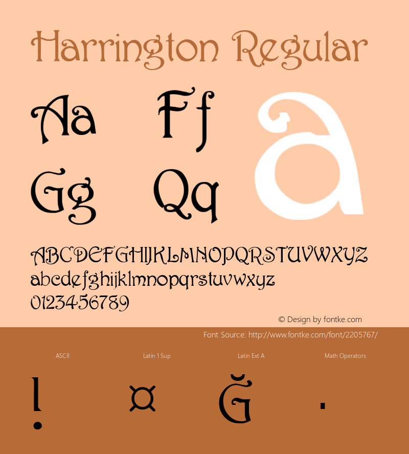 Harrington Regular Converted from c:\3-lbattf\HARRINGT.TF1 by ALLTYPE Font Sample