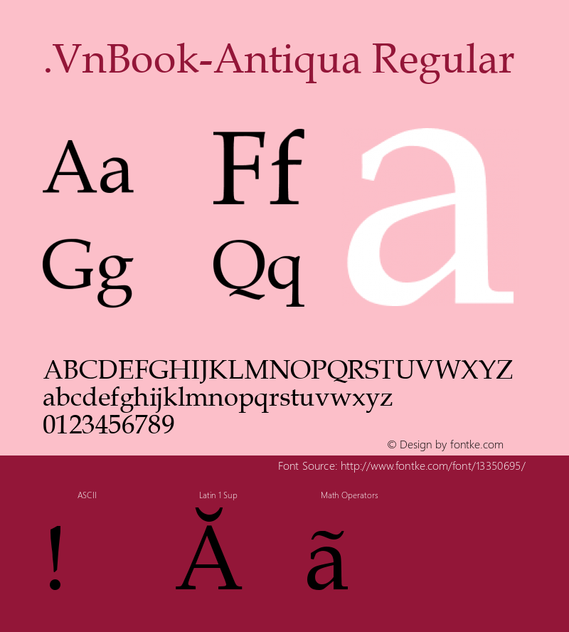 .VnBook-Antiqua Regular 1.0 Wed Feb 09 12:56:43 1994 Font Sample