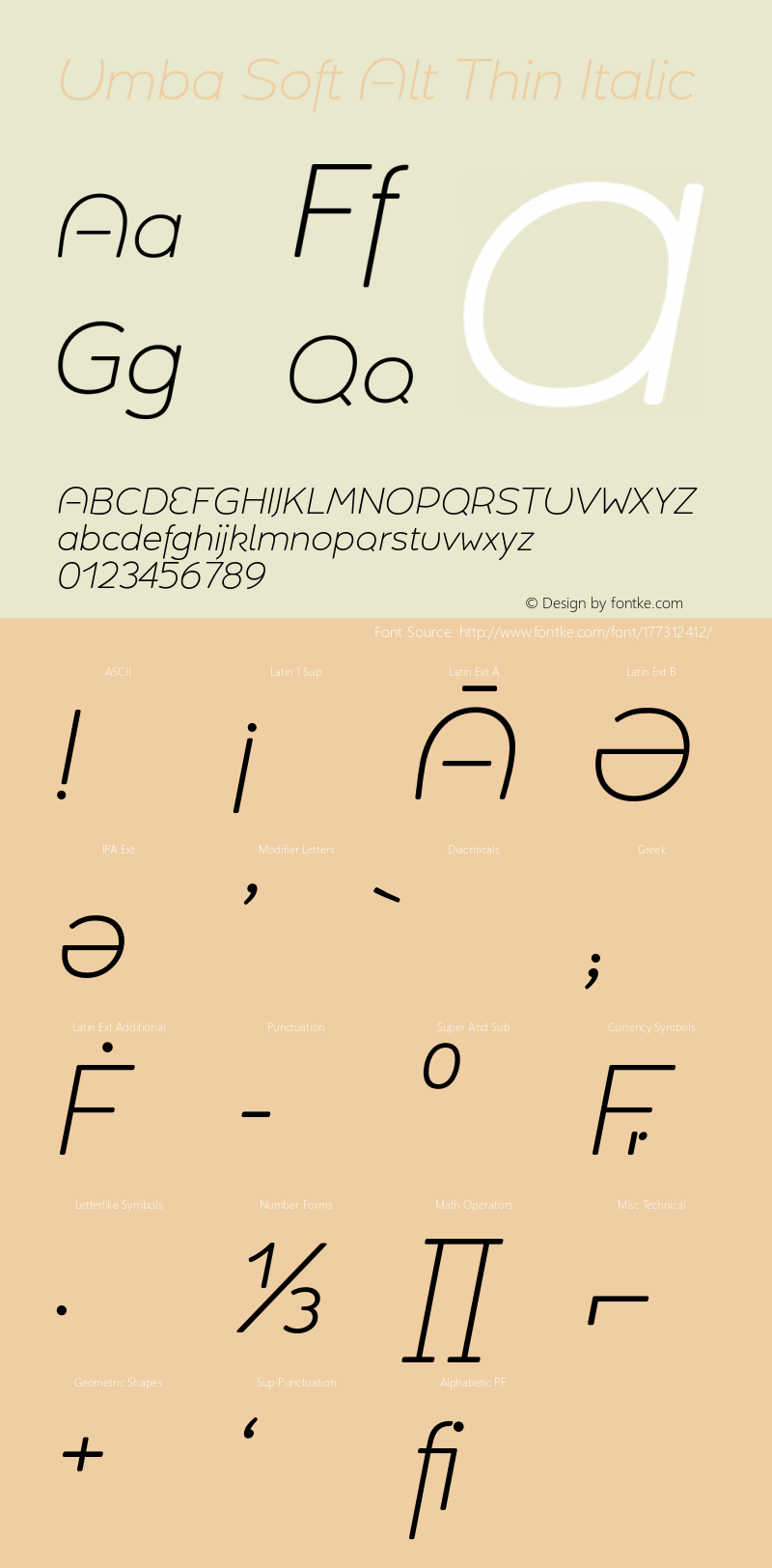 Umba Soft Alt Thin Italic Version 2.020;PS 002.020;hotconv 1.0.88;makeotf.lib2.5.64775图片样张