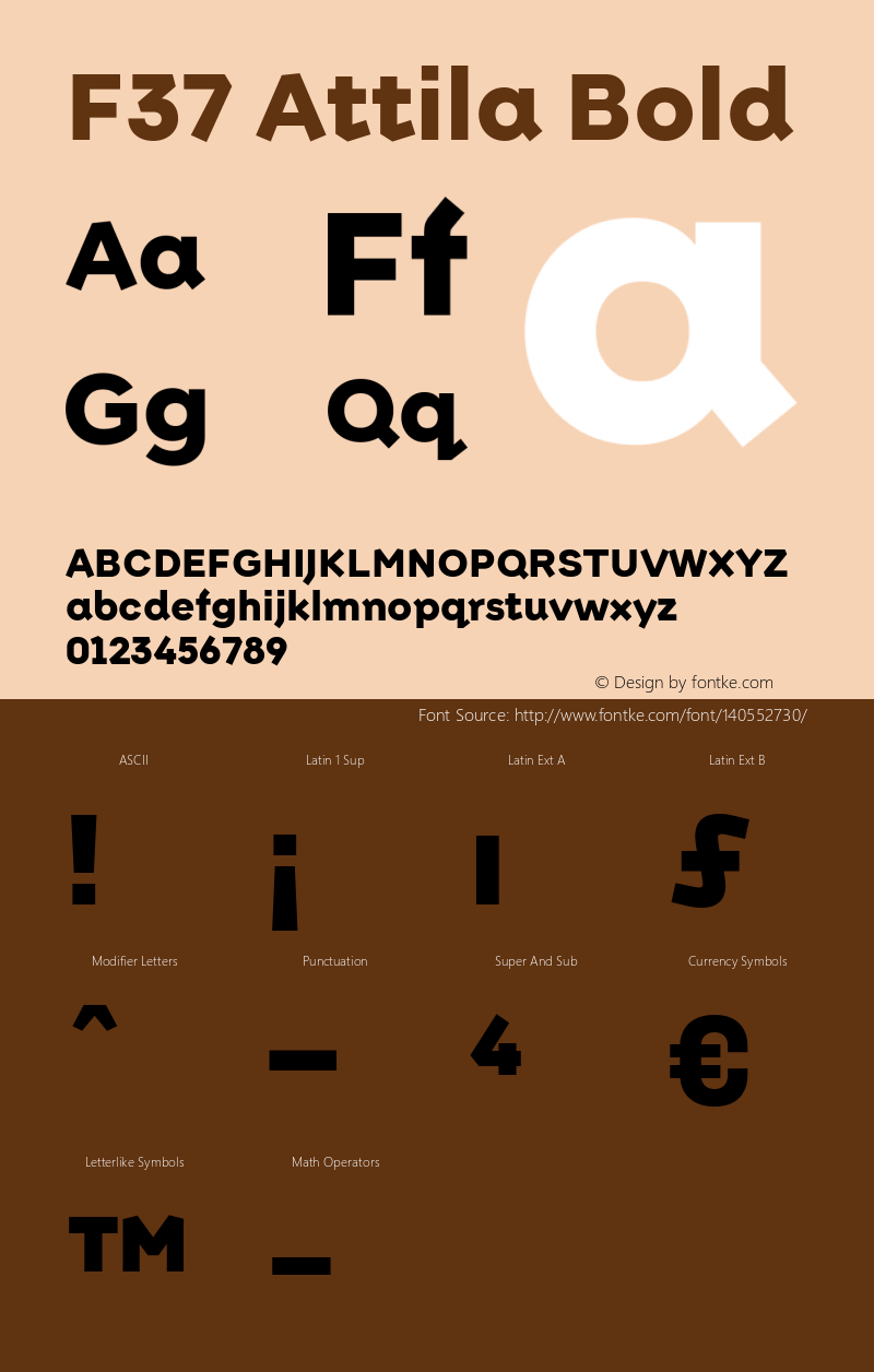 F37 Attila Bold Version 1.000 Font Sample