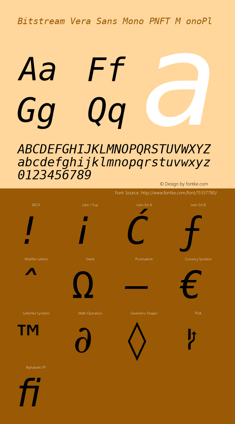 Bitstream Vera Sans Mono PNFT M onoPl Release 1.10 Font Sample