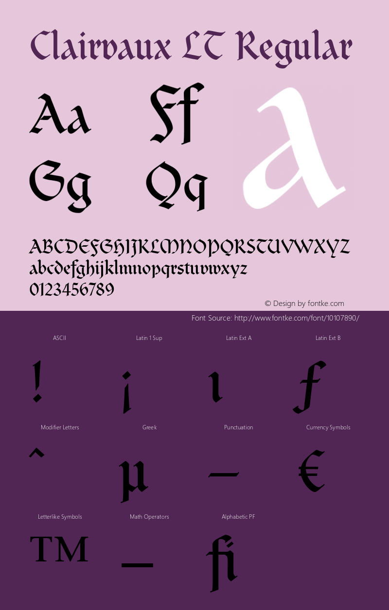 Clairvaux LT Regular Version 6.1; 2002 Font Sample