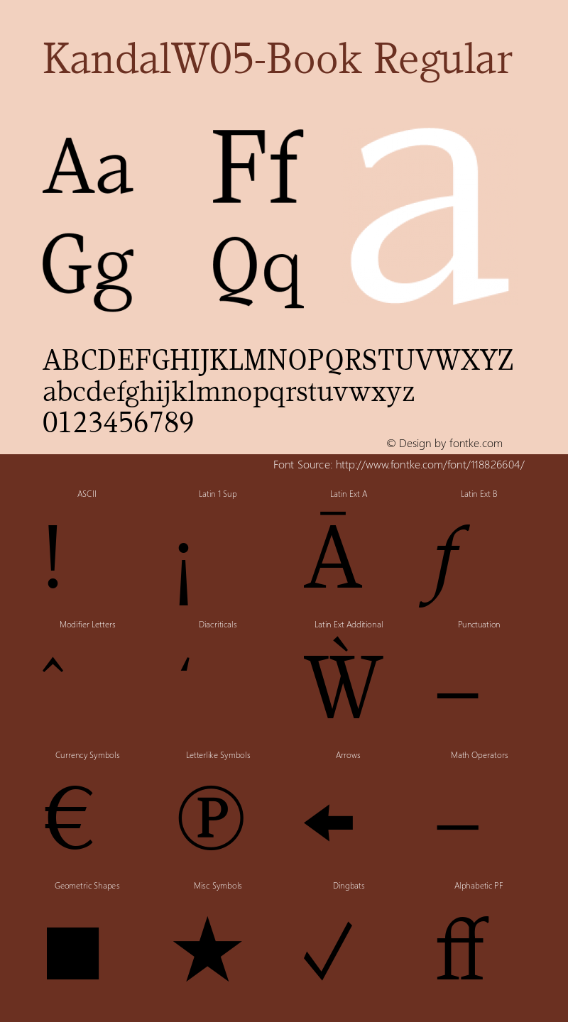 Kandal W05 Book Version 1.40 Font Sample