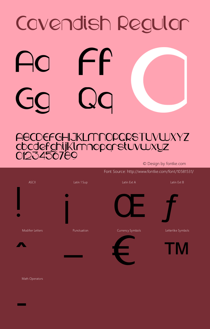 Cavendish Regular Version 1.000 Font Sample