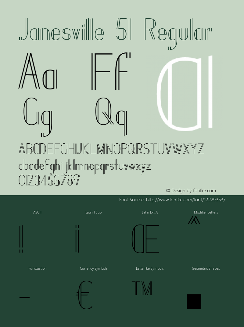 Janesville 51 Regular Version 1.0; 2004; initial release Font Sample