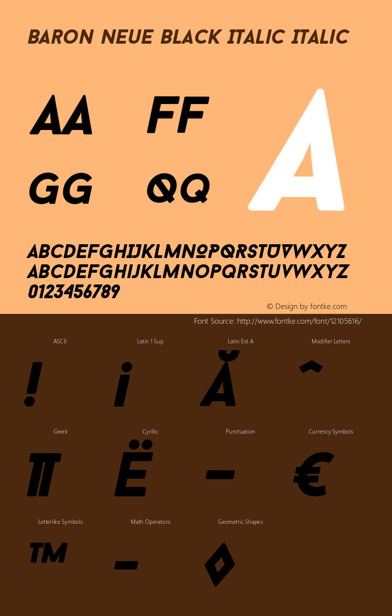 Baron Neue Black Italic Italic Version 1.000;PS 001.000;hotconv 1.0.70;makeotf.lib2.5.58329 Font Sample