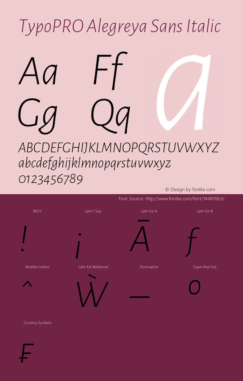 TypoPRO Alegreya Sans Italic Version 1.000;PS 001.000;hotconv 1.0.70;makeotf.lib2.5.58329 DEVELOPMENT Font Sample