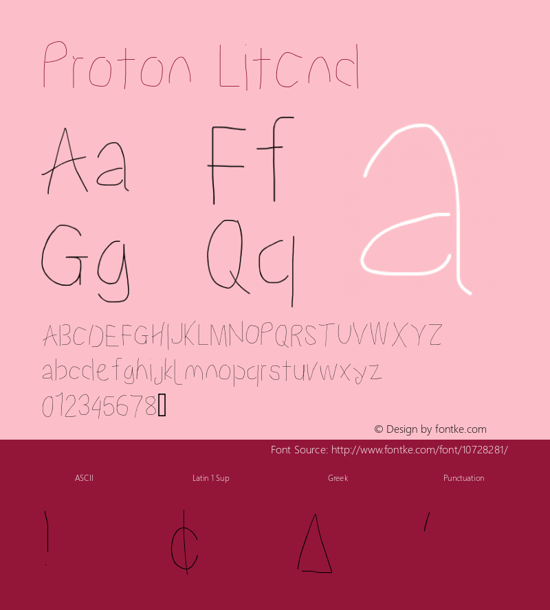 Proton LitCnd Version 1.017 Font Sample