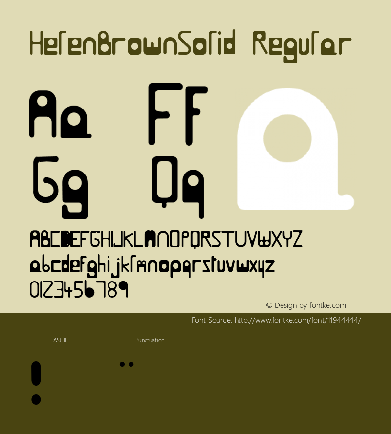 HelenBrownSolid Regular Version 1.000 2008 initial release Font Sample