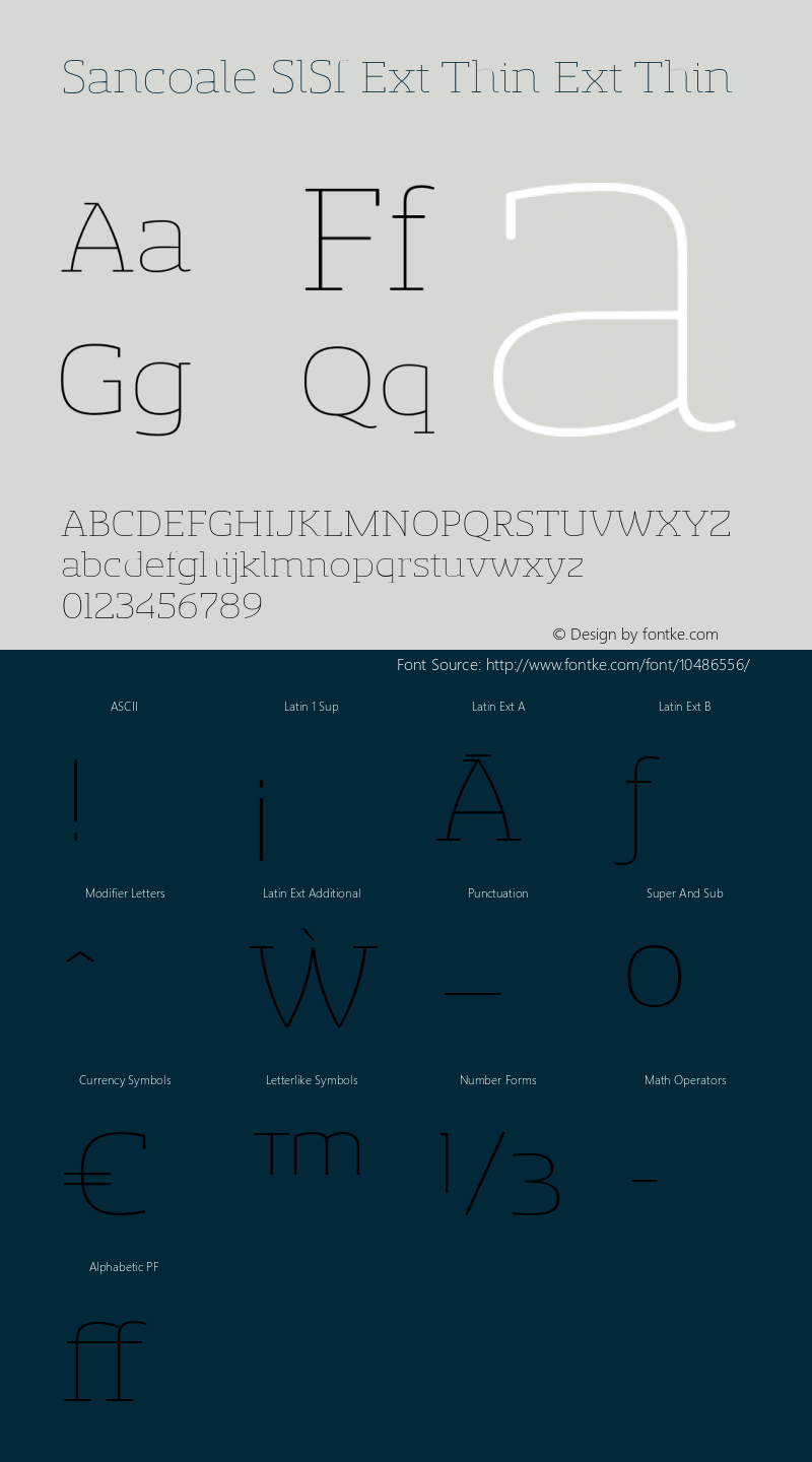 Sancoale SlSf Ext Thin Ext Thin Version 1.000 Font Sample