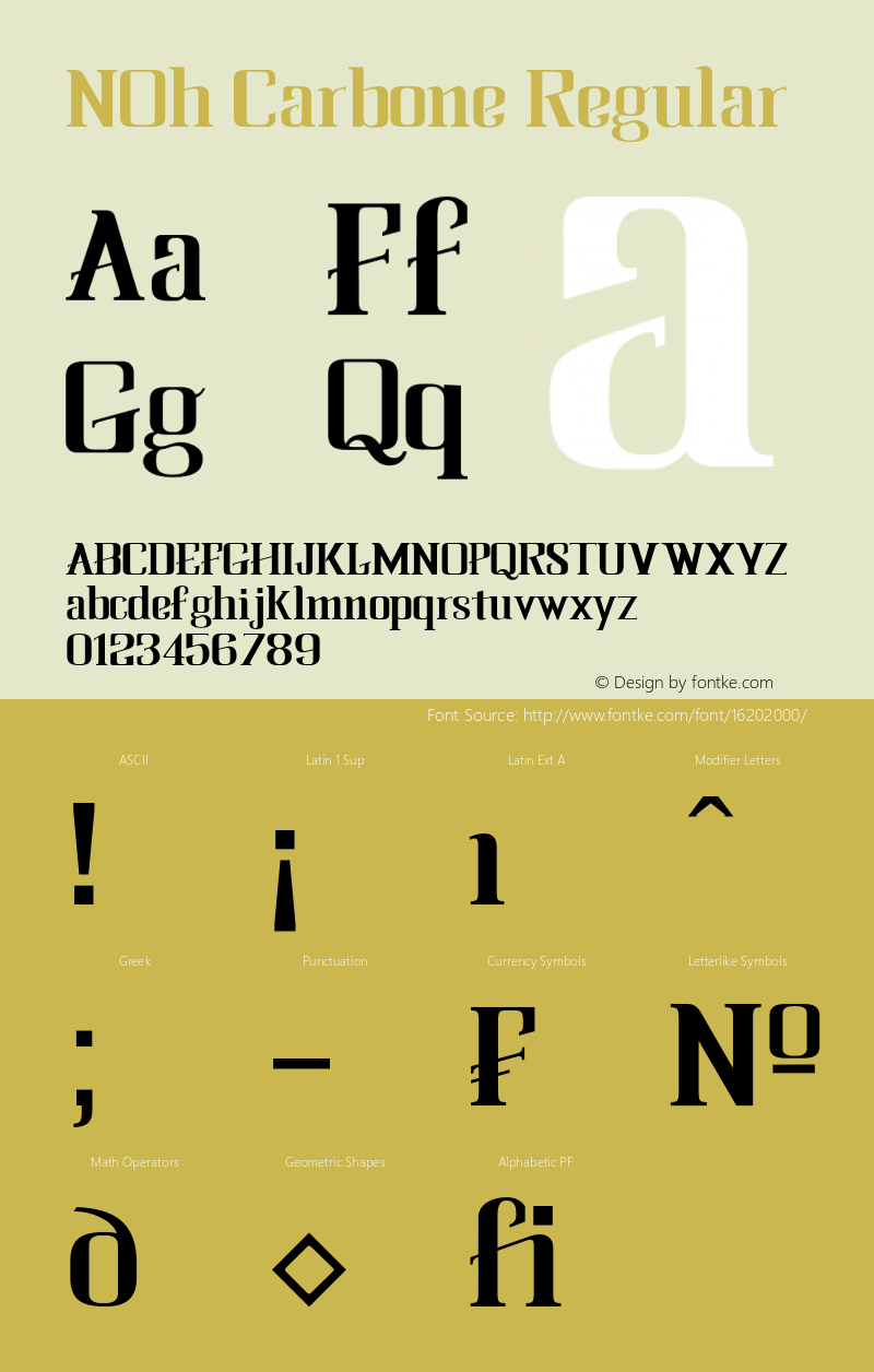 NOh Carbone Regular Version 2.0 April 29, 2013 Font Sample