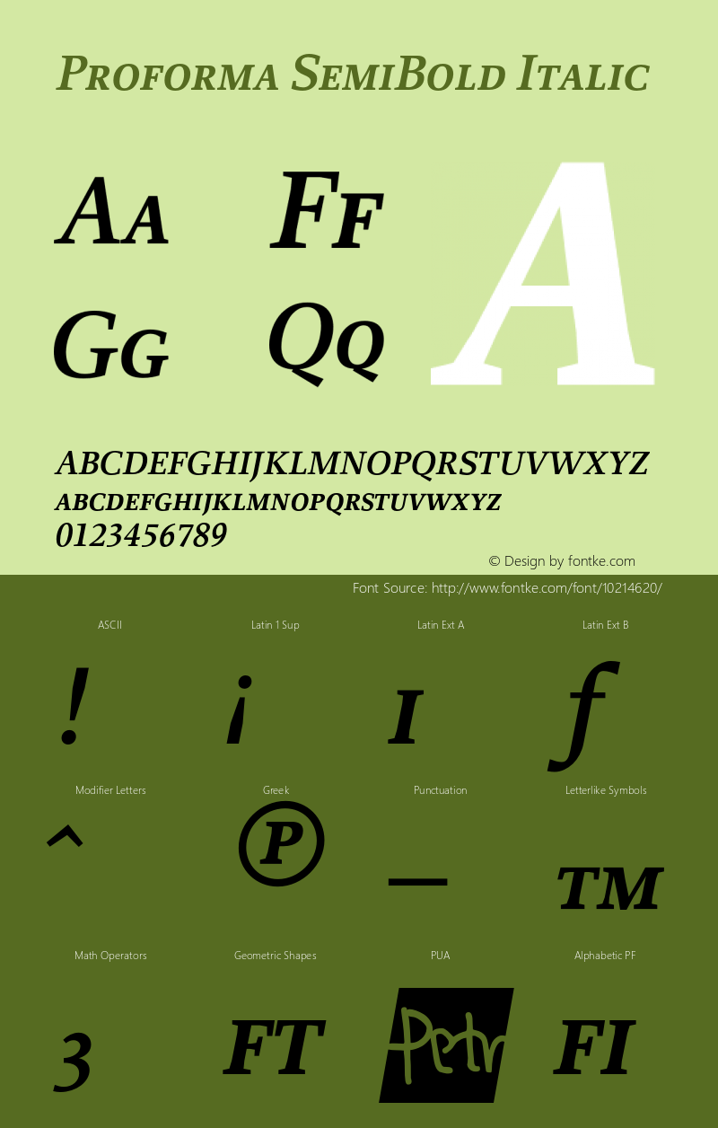 Proforma SemiBold Italic 001.000 Font Sample