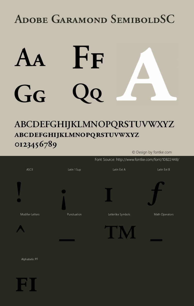 Adobe Garamond SemiboldSC Version 001.001 Font Sample