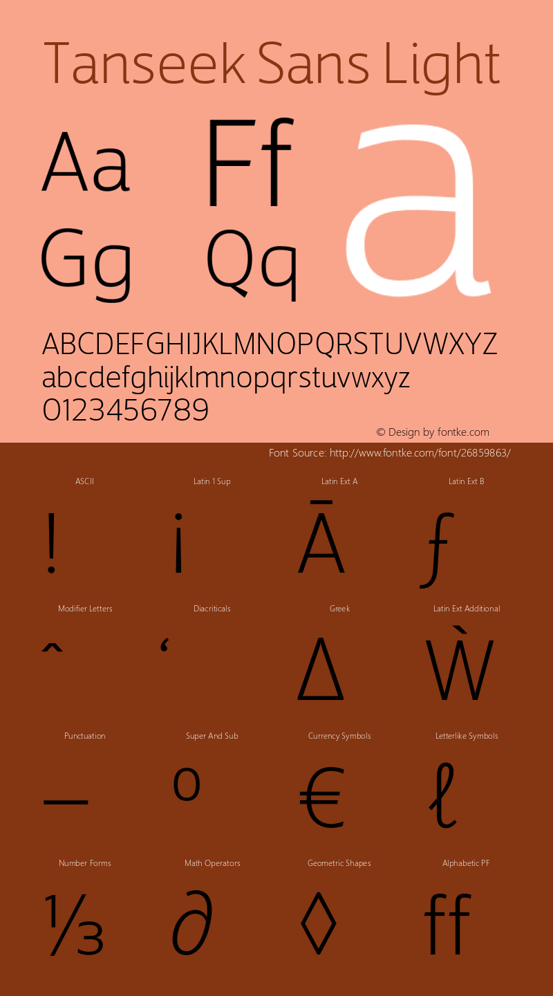 Tanseek Sans Light Version 2.20 Font Sample