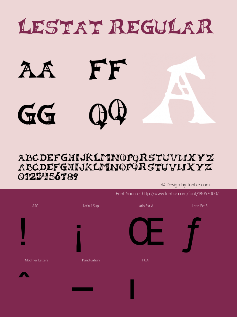 Lestat Regular 1.0 Font Sample