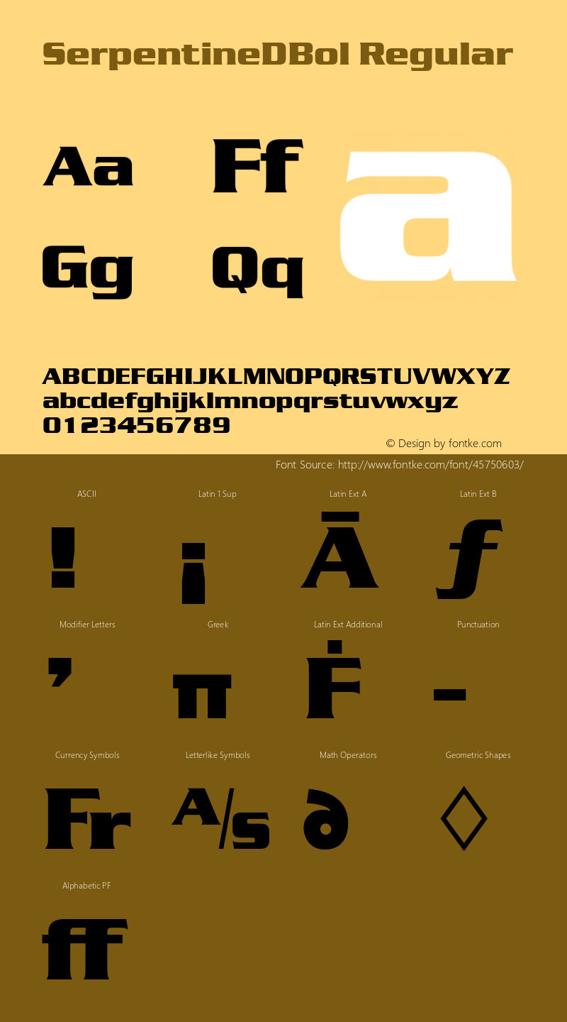 SerpentineDBol Version 1.00 Font Sample