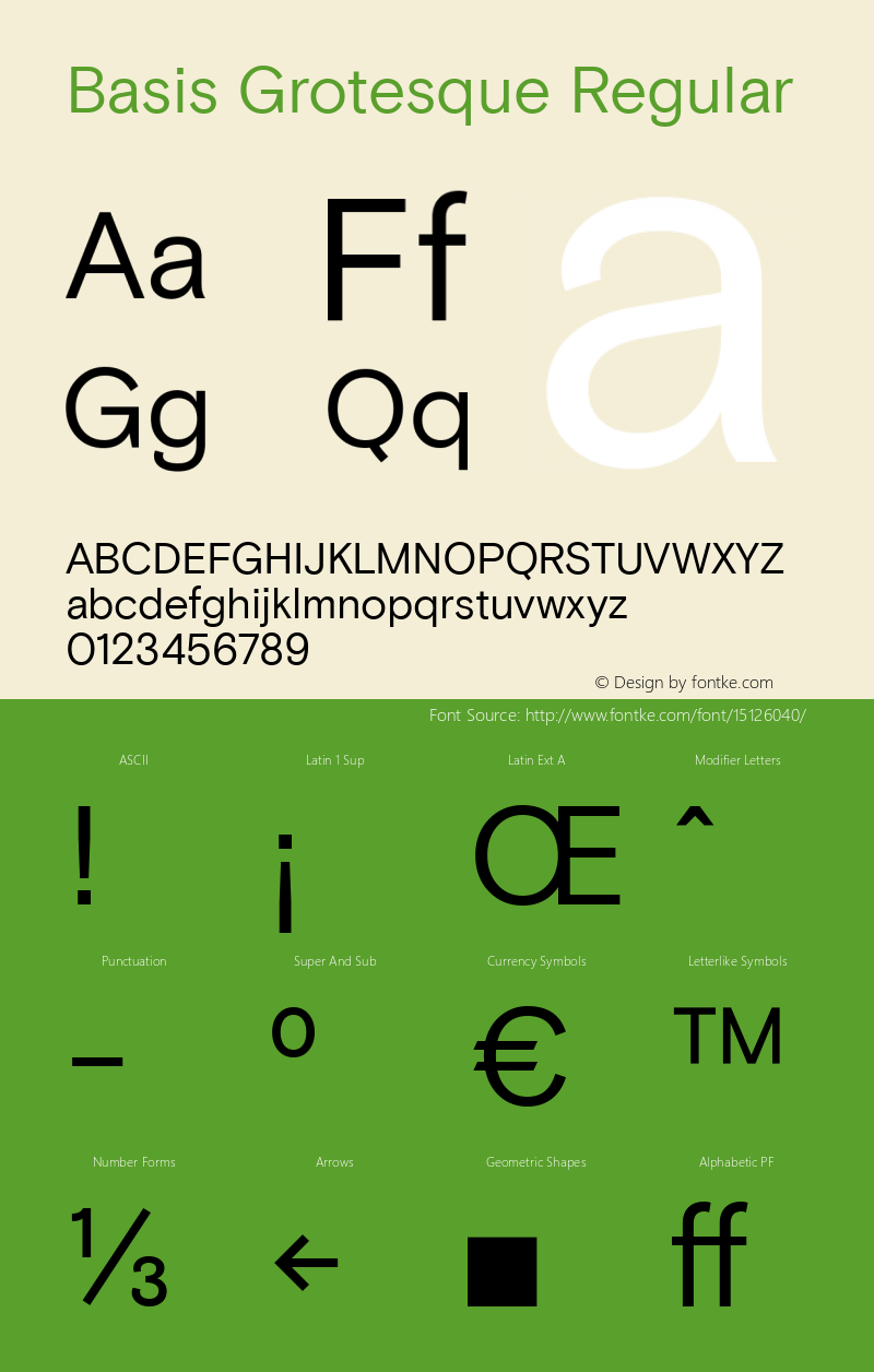 Basis Grotesque Regular Version 1.000 Font Sample