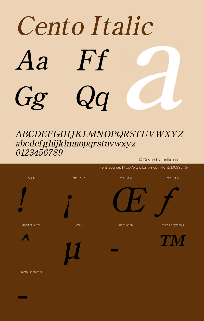 Cento Italic Altsys Fontographer 4.1 1/27/95 Font Sample