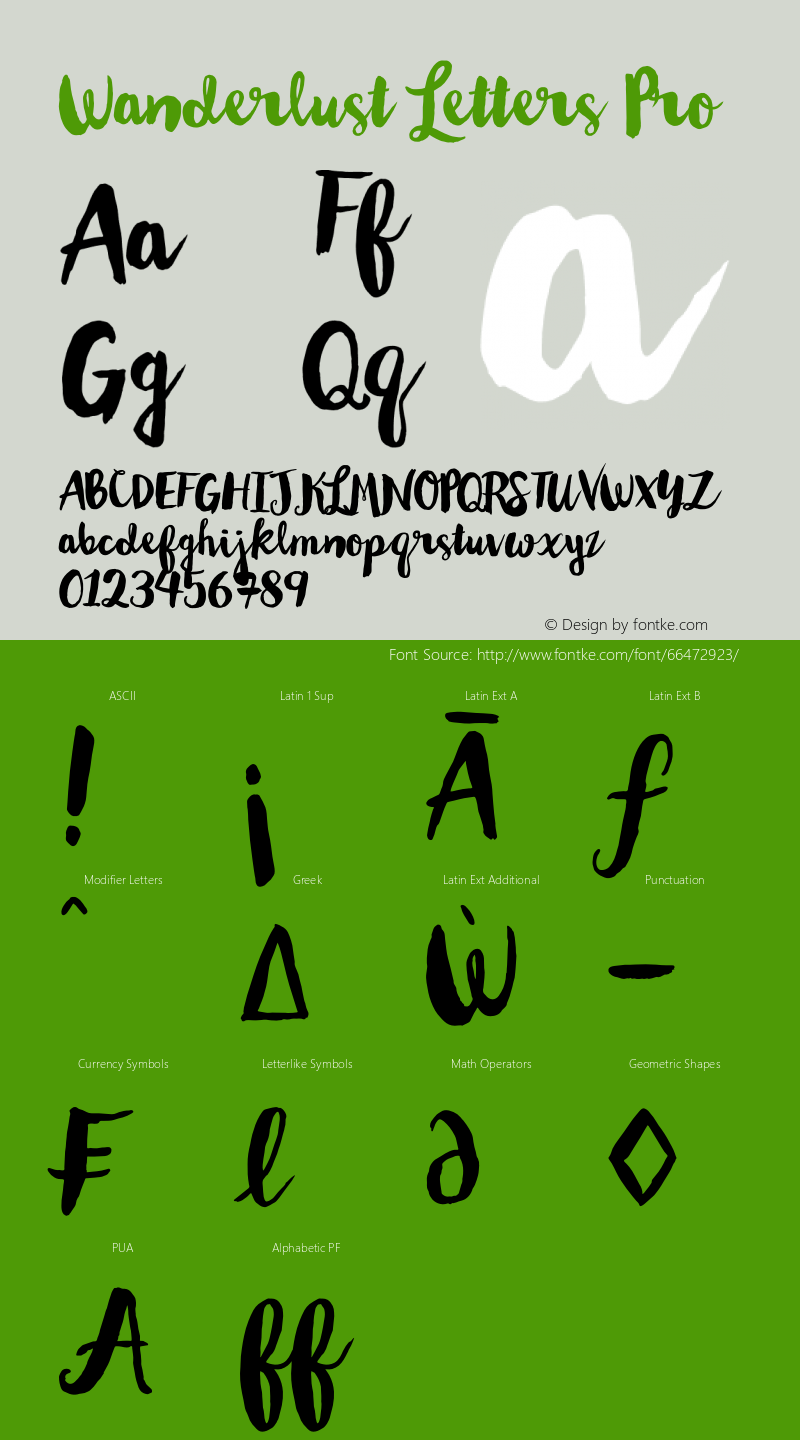 Wanderlust Letters Pro Version 1.000 | wf-rip DC20150905 Font Sample
