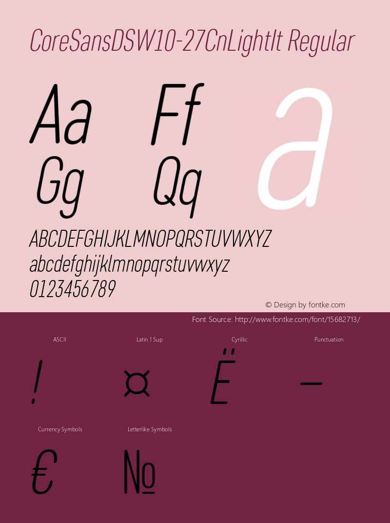 CoreSansDSW10-27CnLightIt Regular Version 1.10 Font Sample