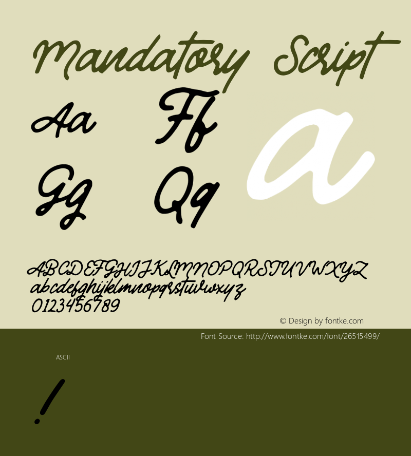 Mandatory-Script Version 1.000 Font Sample