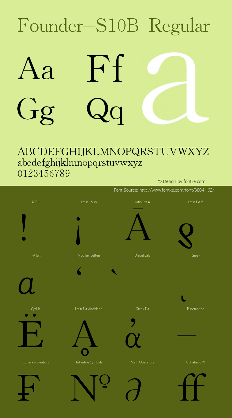 Founder-S10B 1.30 Font Sample