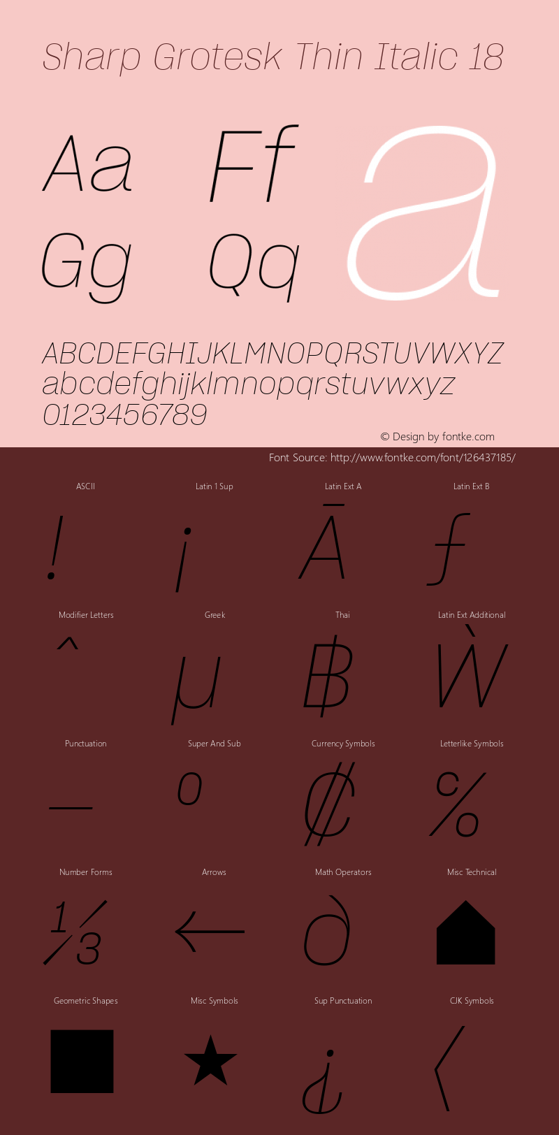 Sharp Grotesk Thin Italic 18 Version 1.003 Font Sample