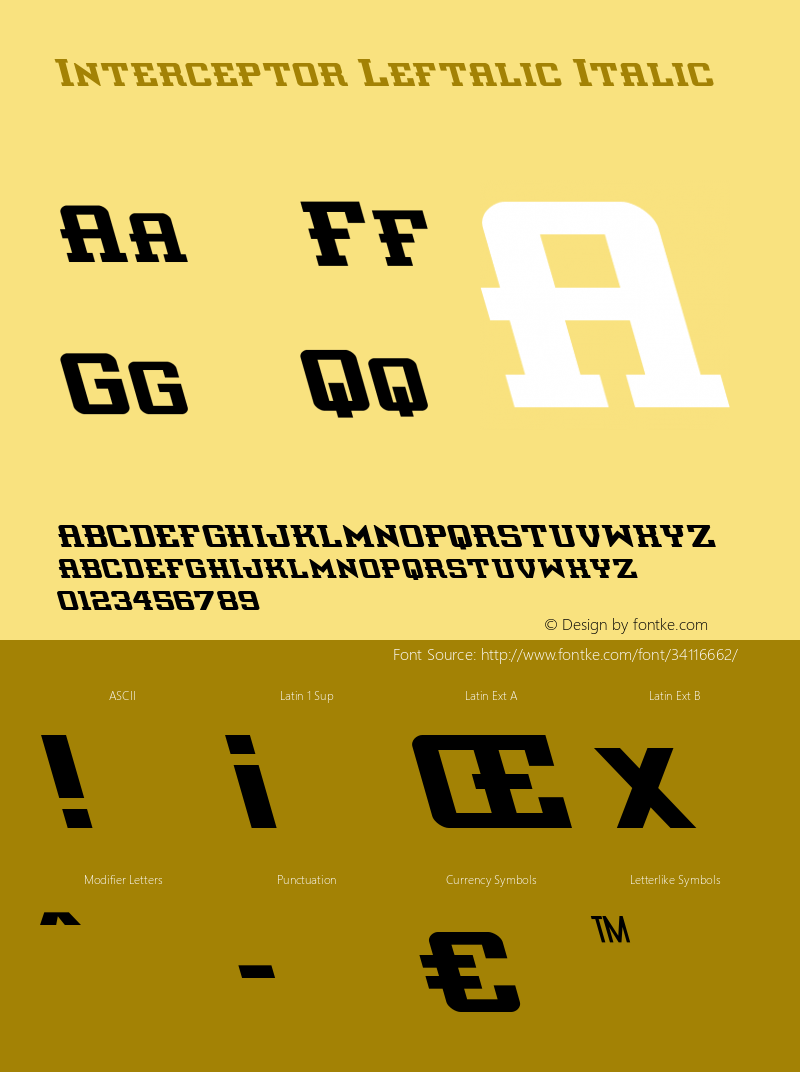 Interceptor Leftalic Version 2.1; 2019 Font Sample