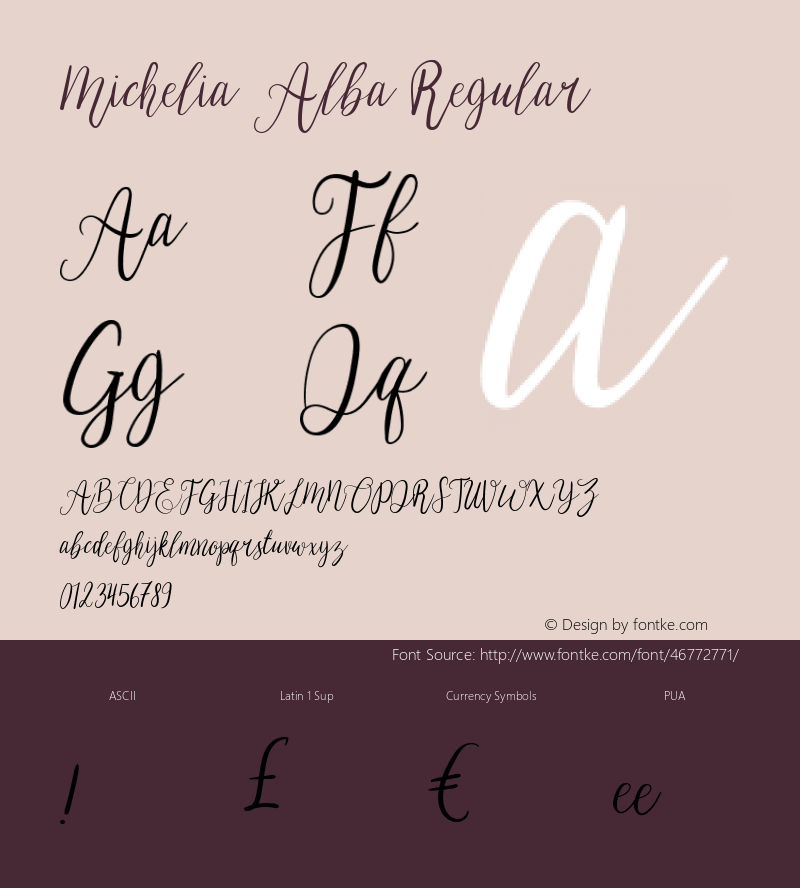 Michelia Alba Version 1.00 Font Sample