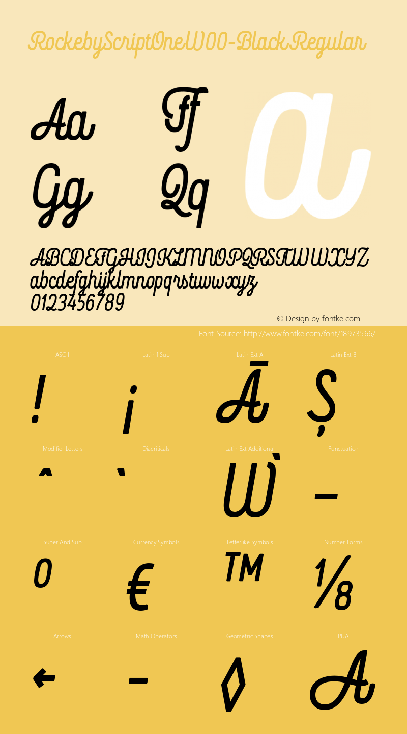 RockebyScriptOneW00-Black Regular Version 1.00 Font Sample