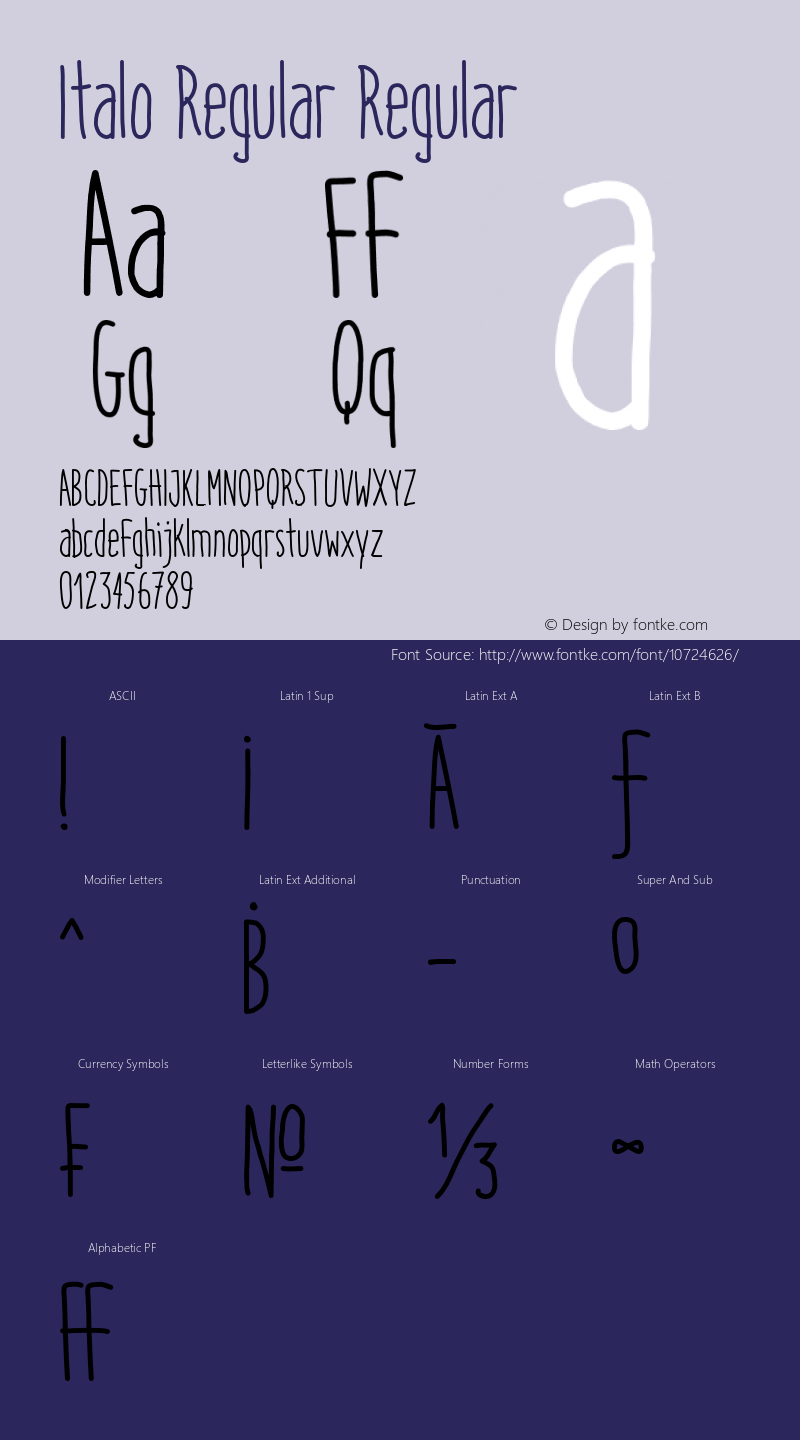 Italo Regular Regular Version 1.000 Font Sample