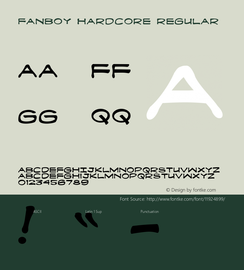 Fanboy Hardcore Regular Macromedia Fontographer 4.1 12/15/00 Font Sample