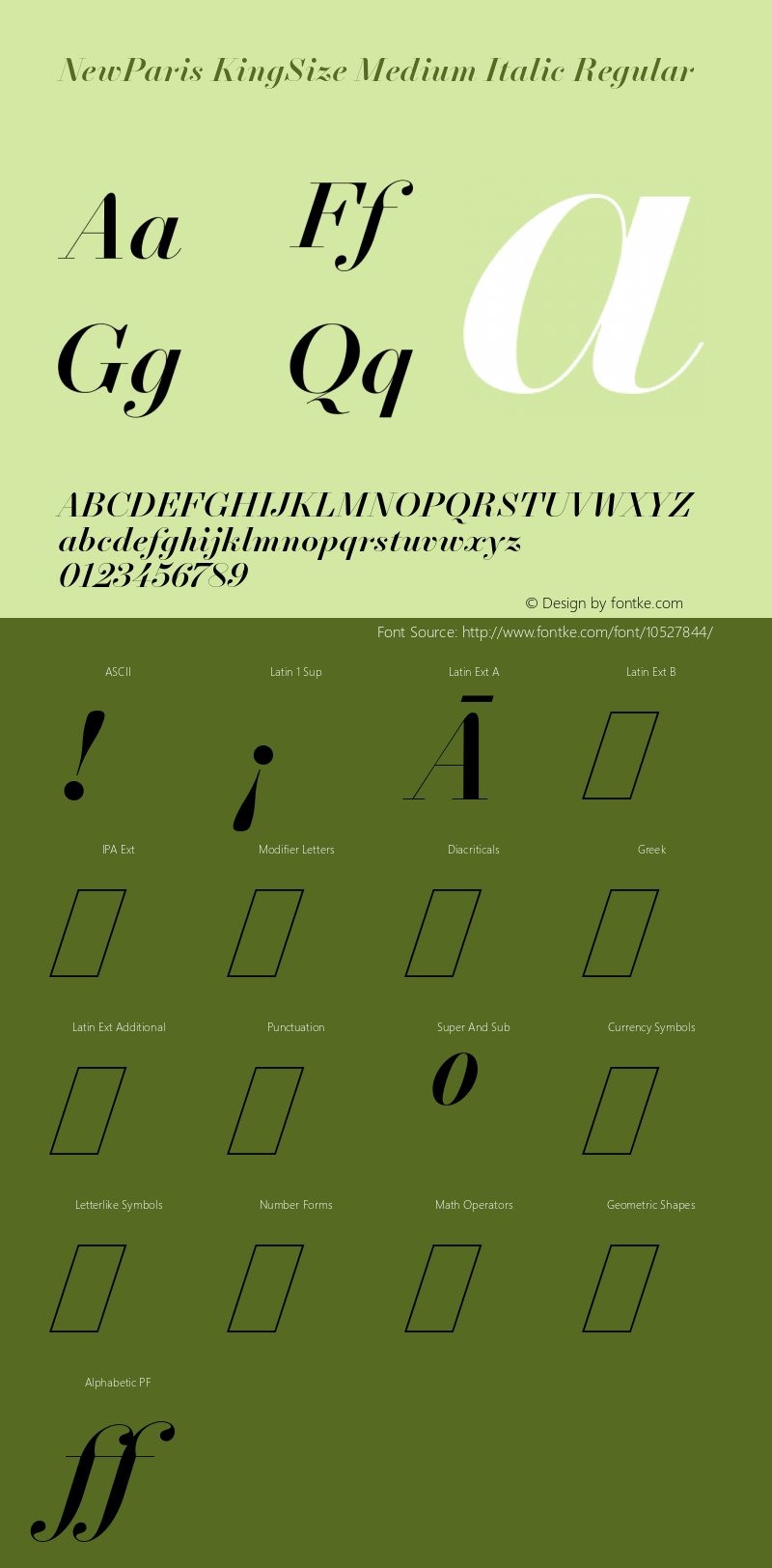 NewParis KingSize Medium Italic Regular Version 2.001 Font Sample