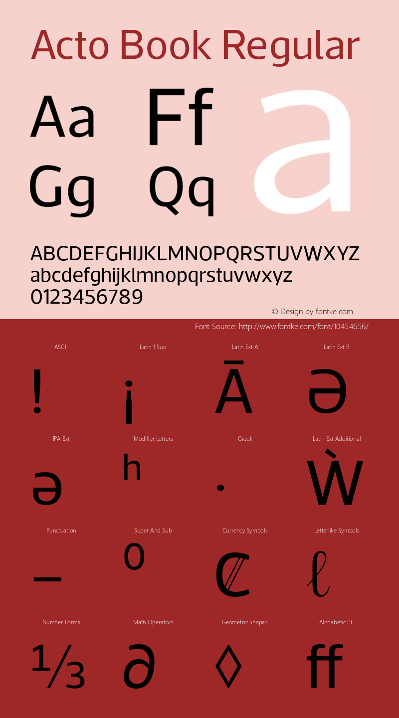 Acto Book Regular Version 1.000 Font Sample