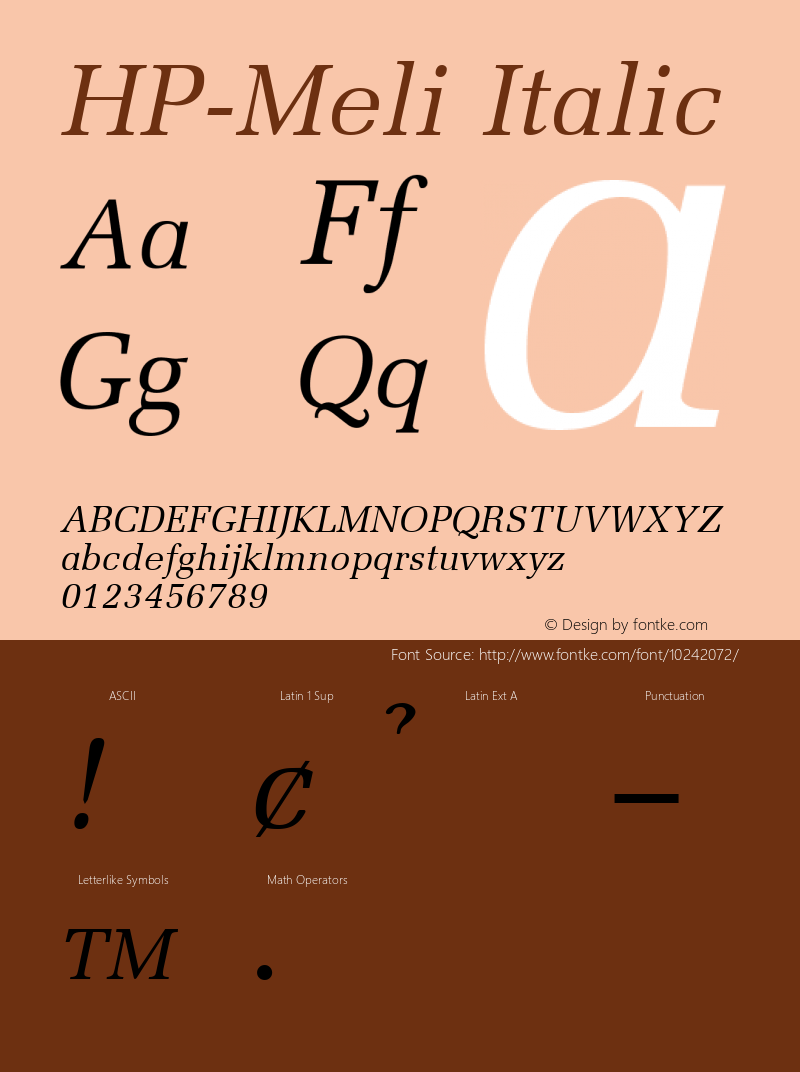 HP-Meli Italic 2 Font Sample