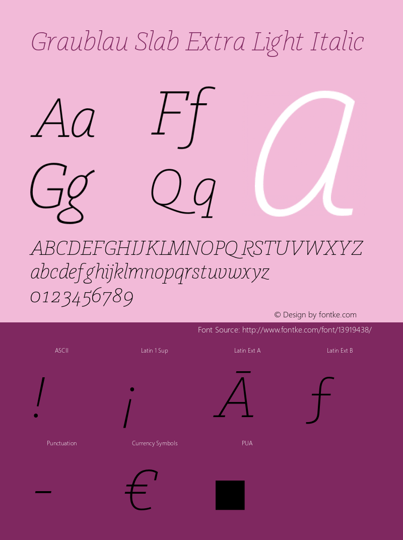 Graublau Slab Extra Light Italic Version 1.002;PS 001.002;hotconv 1.0.56;makeotf.lib2.0.21325 Font Sample