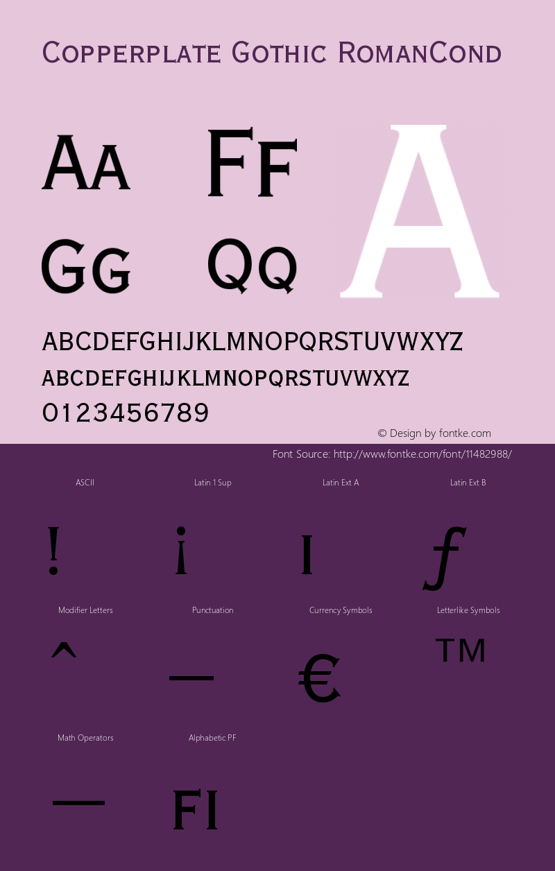 Copperplate Gothic RomanCond Version 003.001 Font Sample