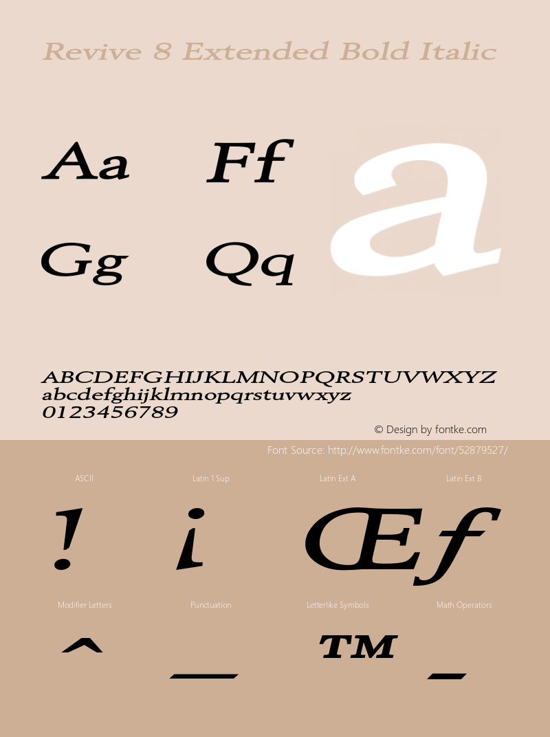 Revive8ExtendedBoldItalic Altsys Fontographer 4.1 2/1/95 {DfLp-URBC-66E7-7FBL-FXFA} Font Sample