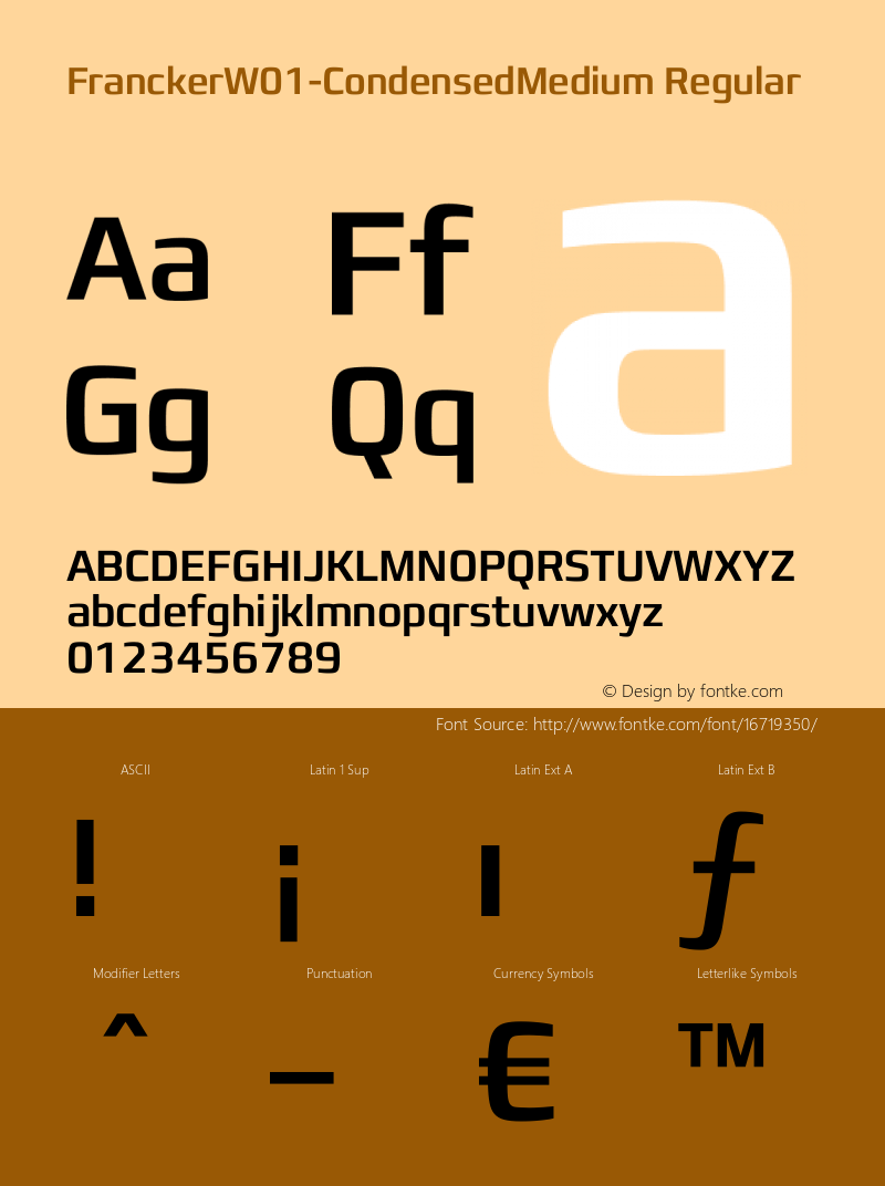 FranckerW01-CondensedMedium Regular Version 1.00 Font Sample