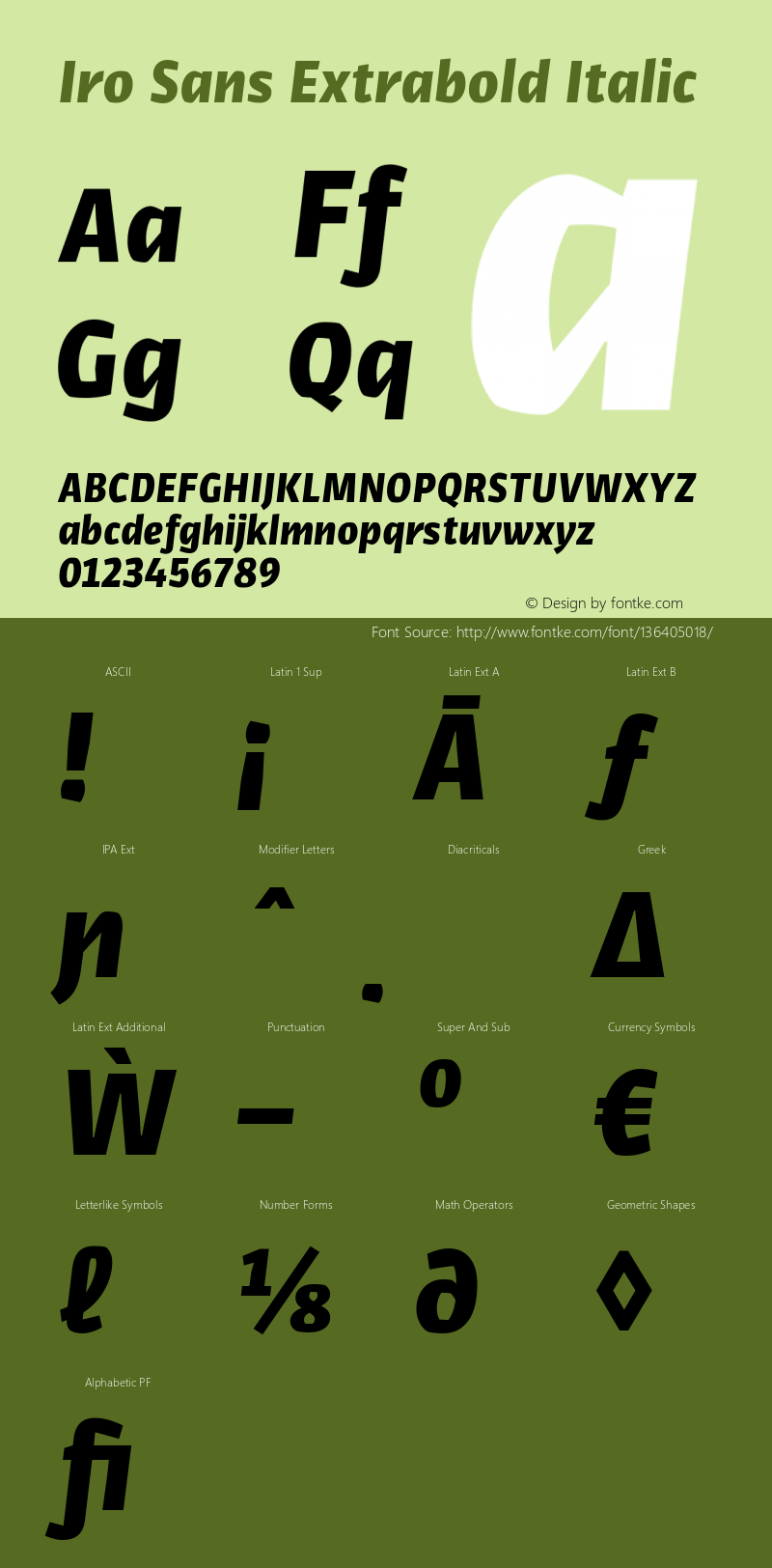 Iro Sans Extrabold Italic Version 2.001 Font Sample