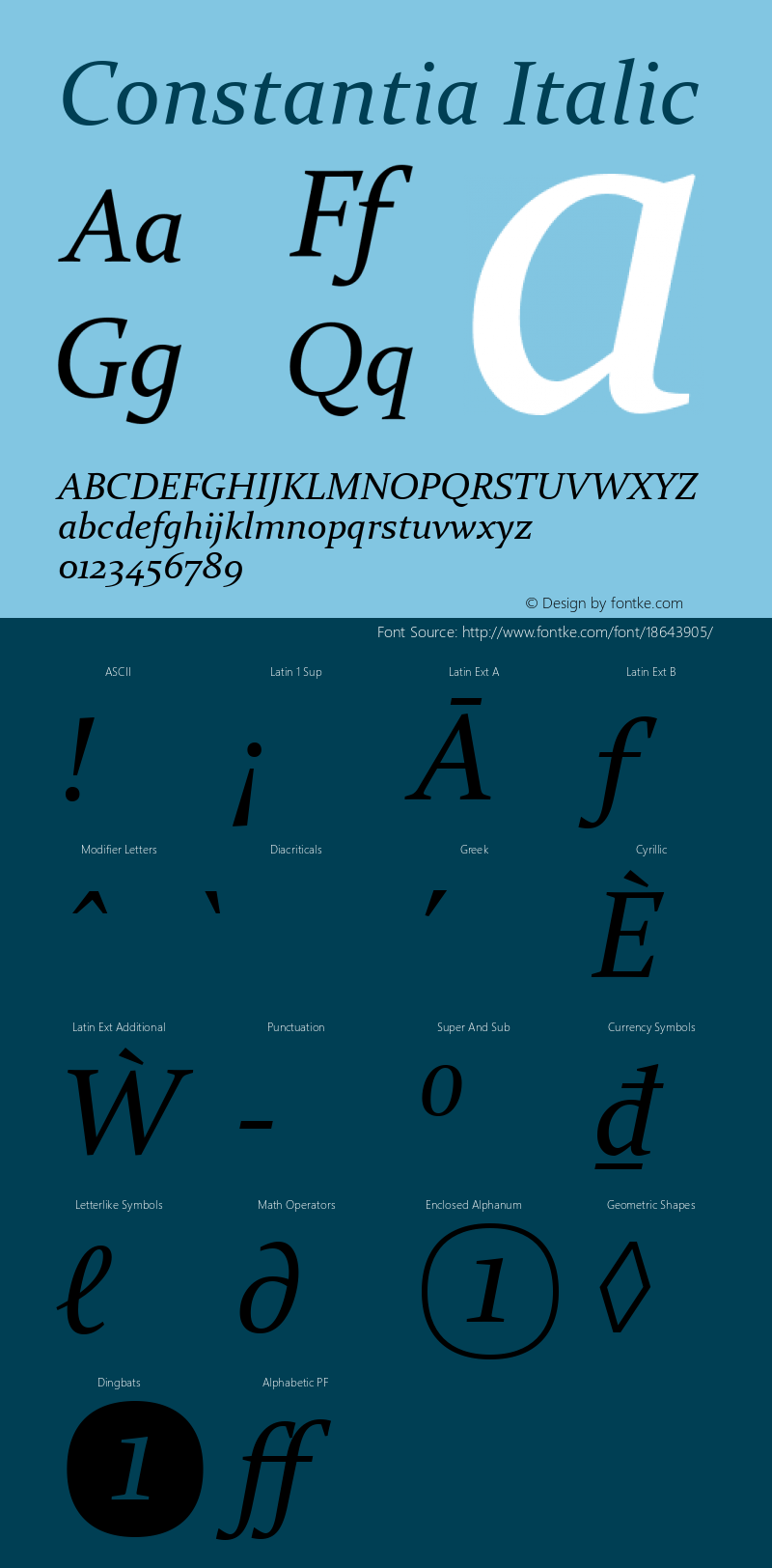 Constantia Italic Version 5.90 Font Sample