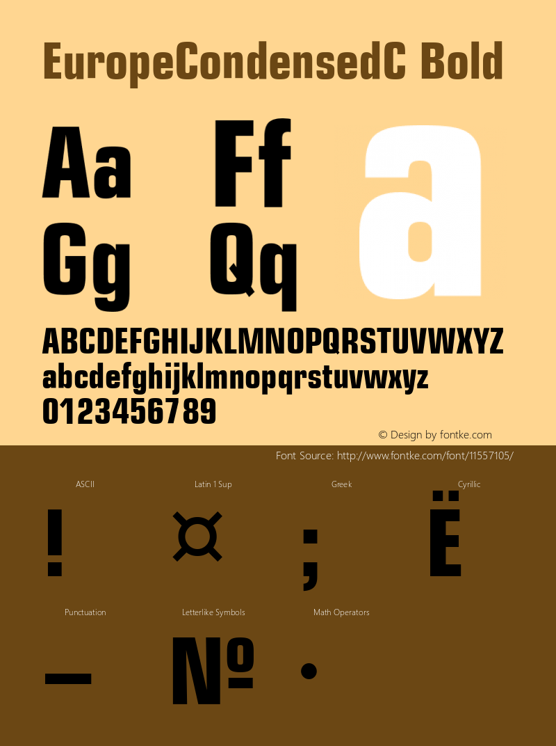 EuropeCondensedC Bold Version 001.001 Font Sample