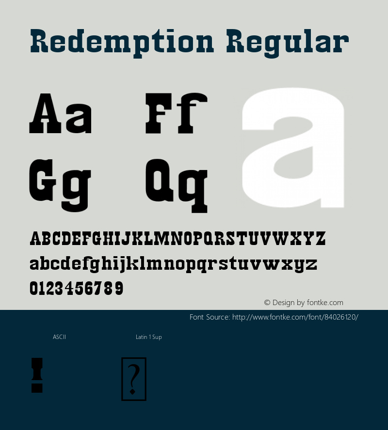 Redemption Version 1.00;November 9, 2020;FontCreator 12.0.0.2555 64-bit Font Sample