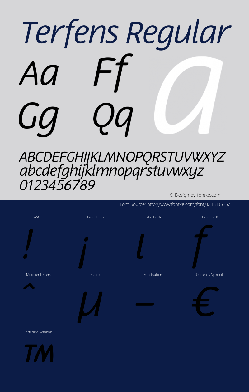 Terfens W01 Italic Version 1.00 Font Sample