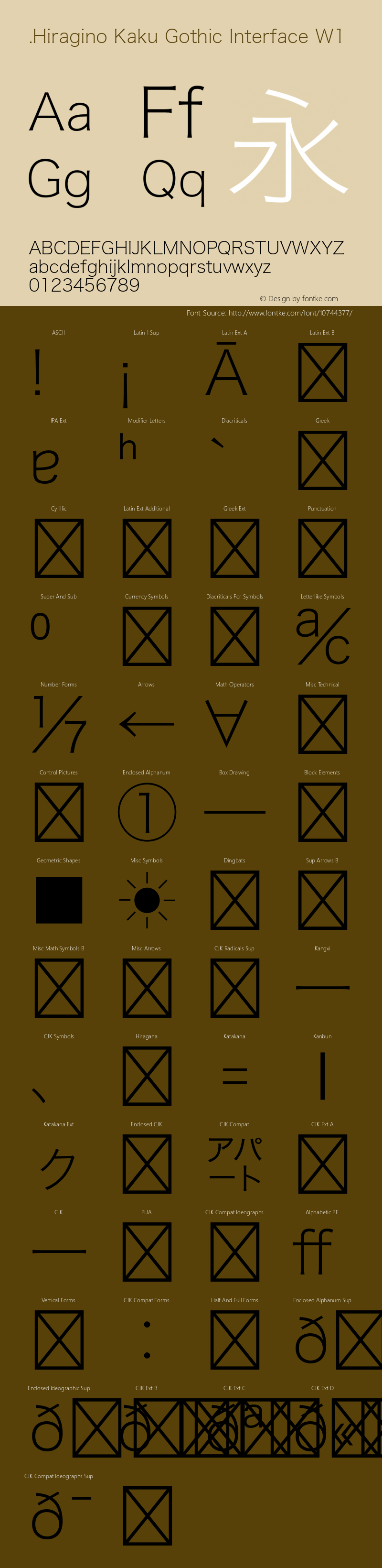 .Hiragino Kaku Gothic Interface W1 11.0d7e1 Font Sample
