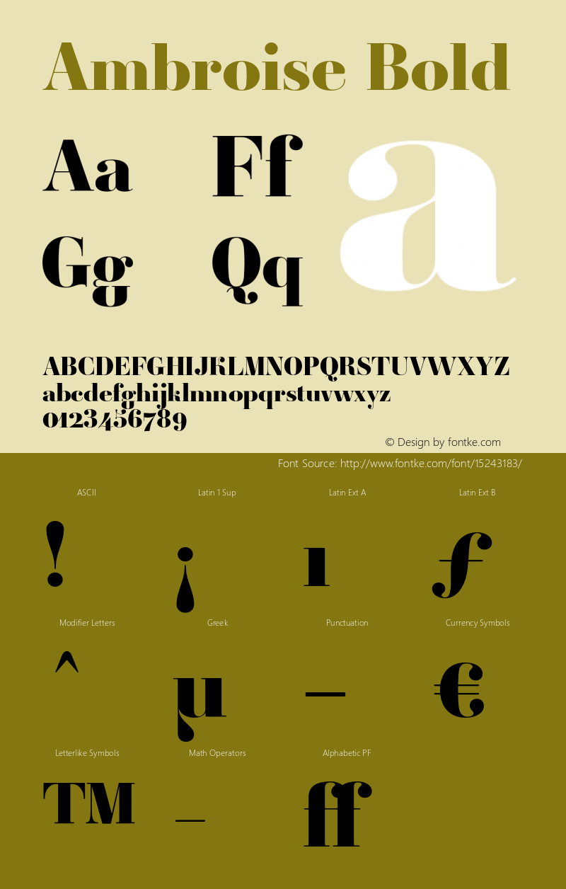 Ambroise Bold Version 001.000 Font Sample