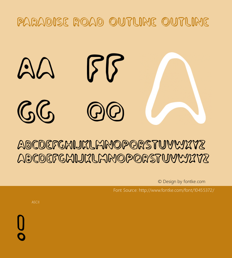 Paradise Road Outline Outline Version 001.000 Font Sample