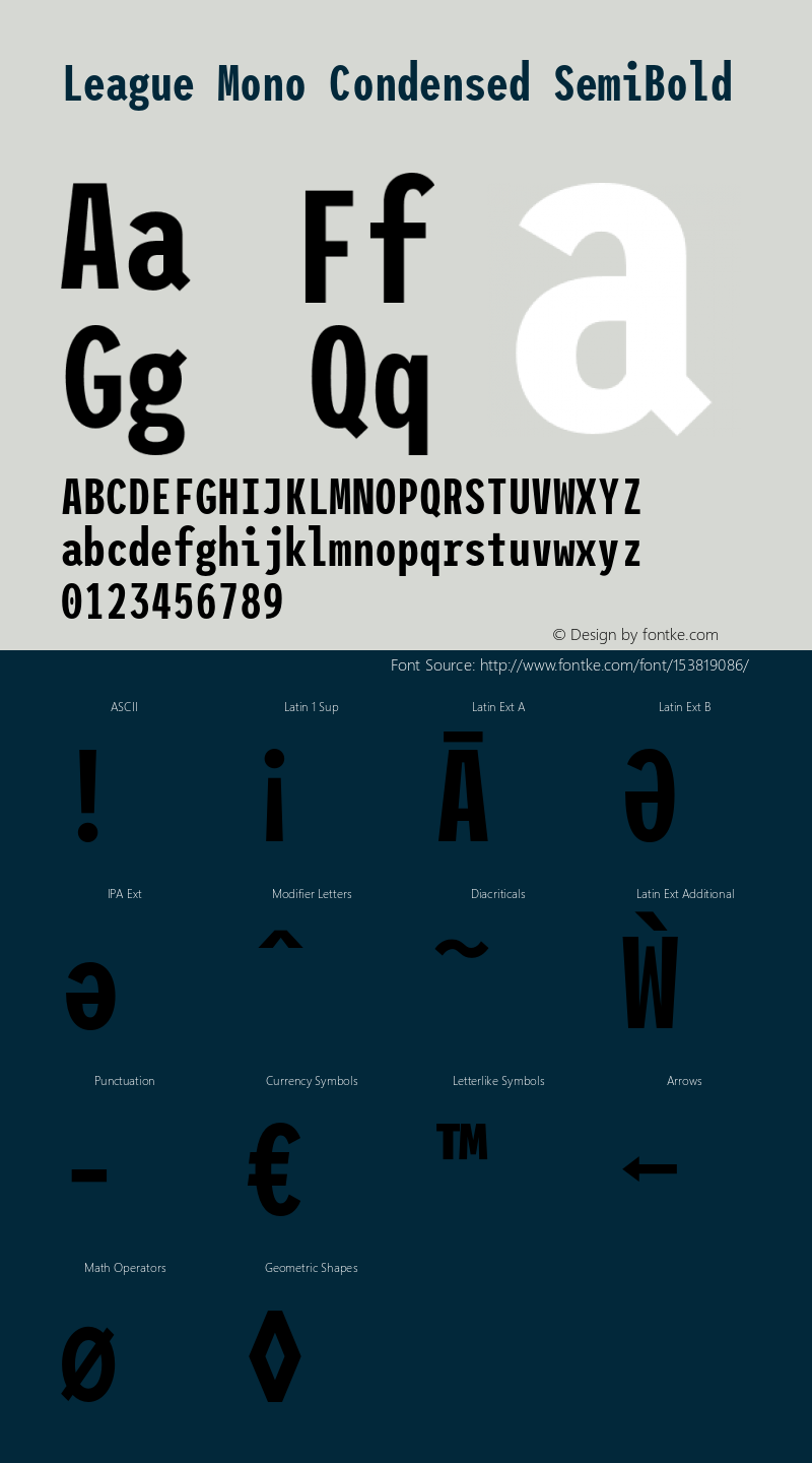 League Mono Condensed SemiBold Version 2.220;RELEASE Font Sample